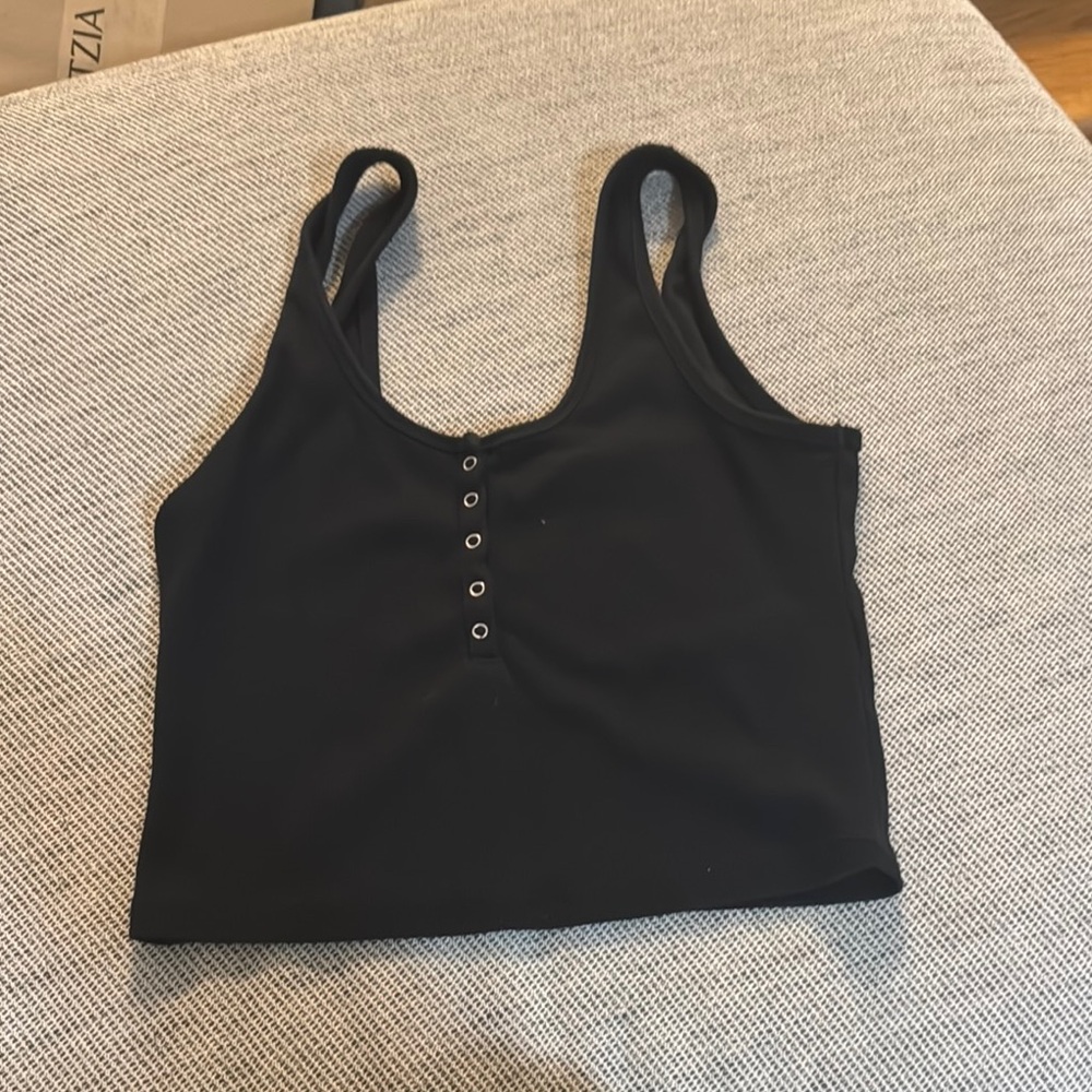 Abercrombie & Fitch Black Cropped Button Tank Top Size M | Fitted |